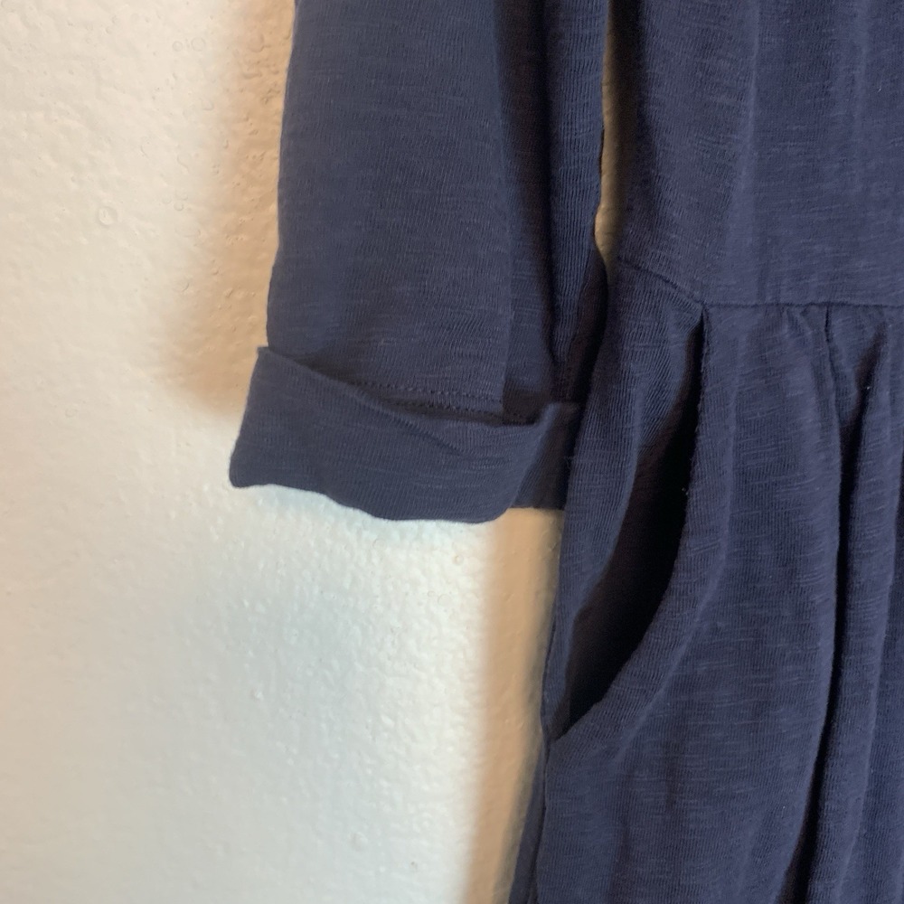 Boden Dress Womens 4R Casual Preppy Classic 3/4 Sleeves 100% Cotton Navy Pockets - Picture 2 of 8